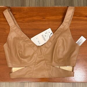 Zara Camel Faux Leather Top
